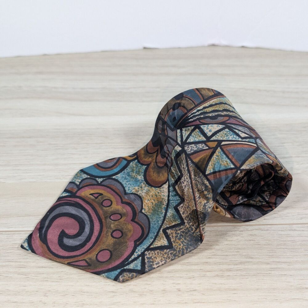 Zylos George Machado Silk Tie Geometric Abstract Multicolor Italian